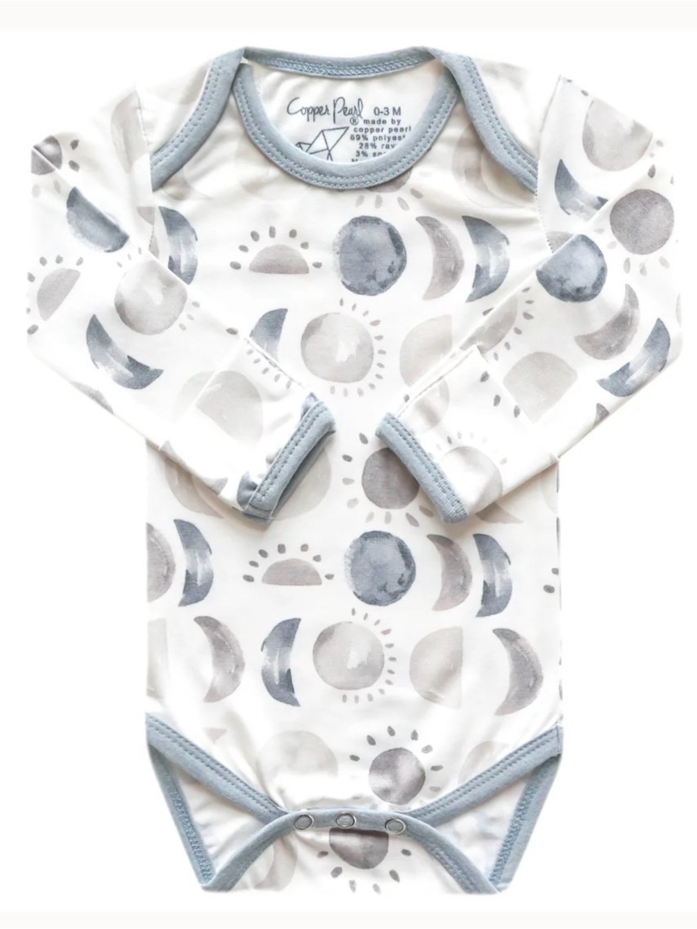 Copper Pearl Long-Sleeve Baby Bodysuit - Eclipse 3-6 months
